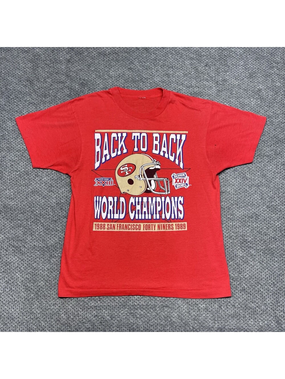 Vintage 1989 San Francisco 49Ers Back To Back Super Bowl Champion T-Shirt Medium